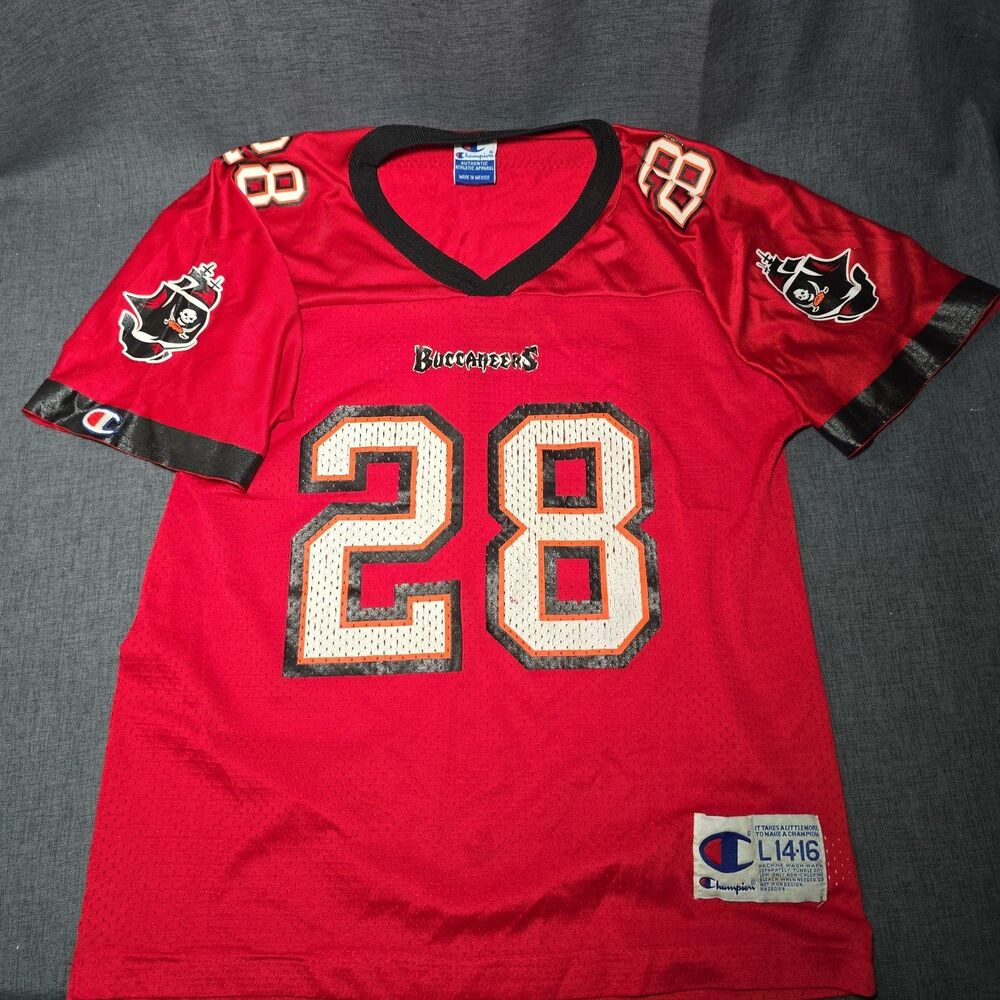 Vintage 90's Buccaneers 28 Warrick Dunn Champion Jersey YOUTH KIDS Large 14-16